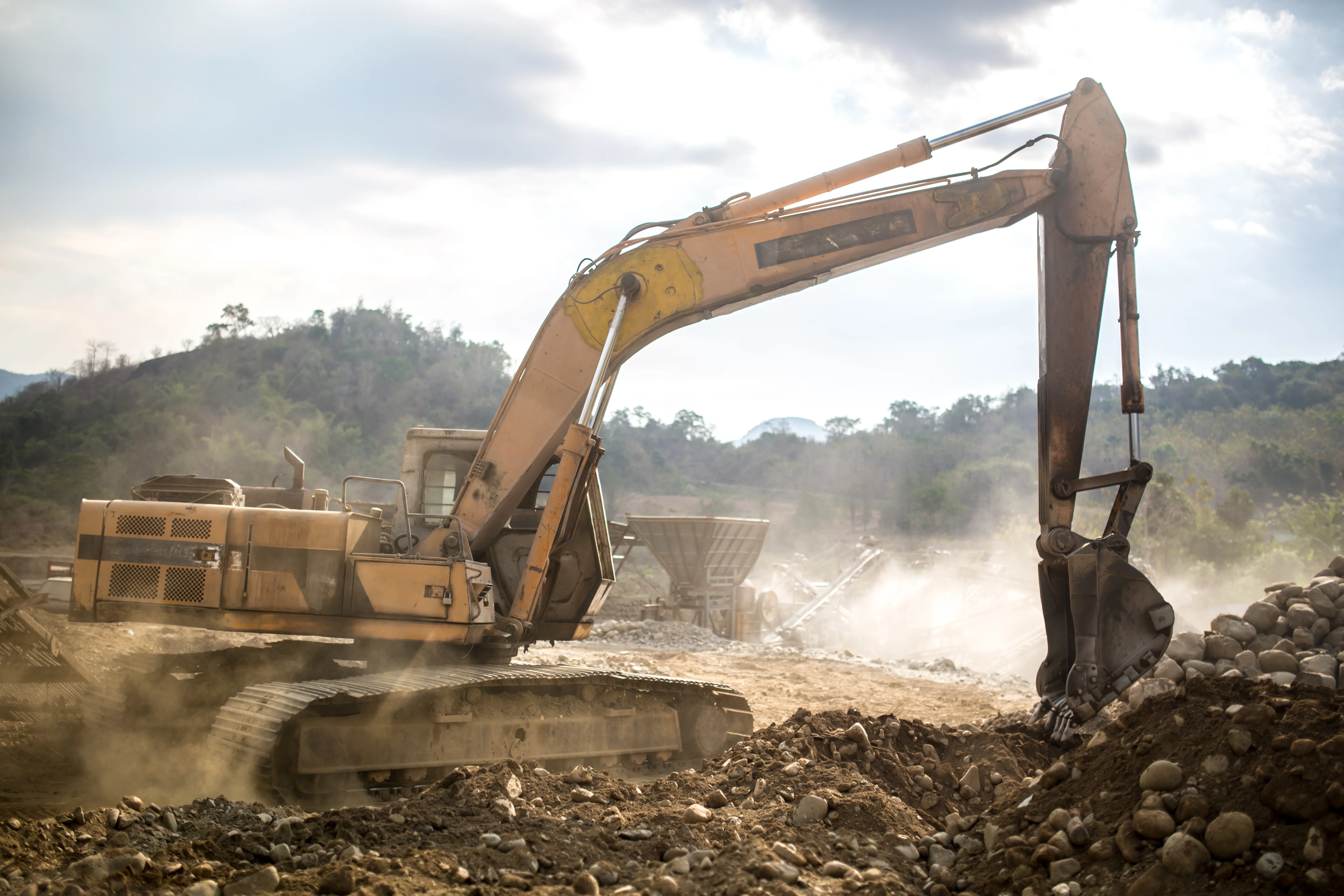 Professional granite excavation and rock removal services in Rocklin Placer County with heavy equipment