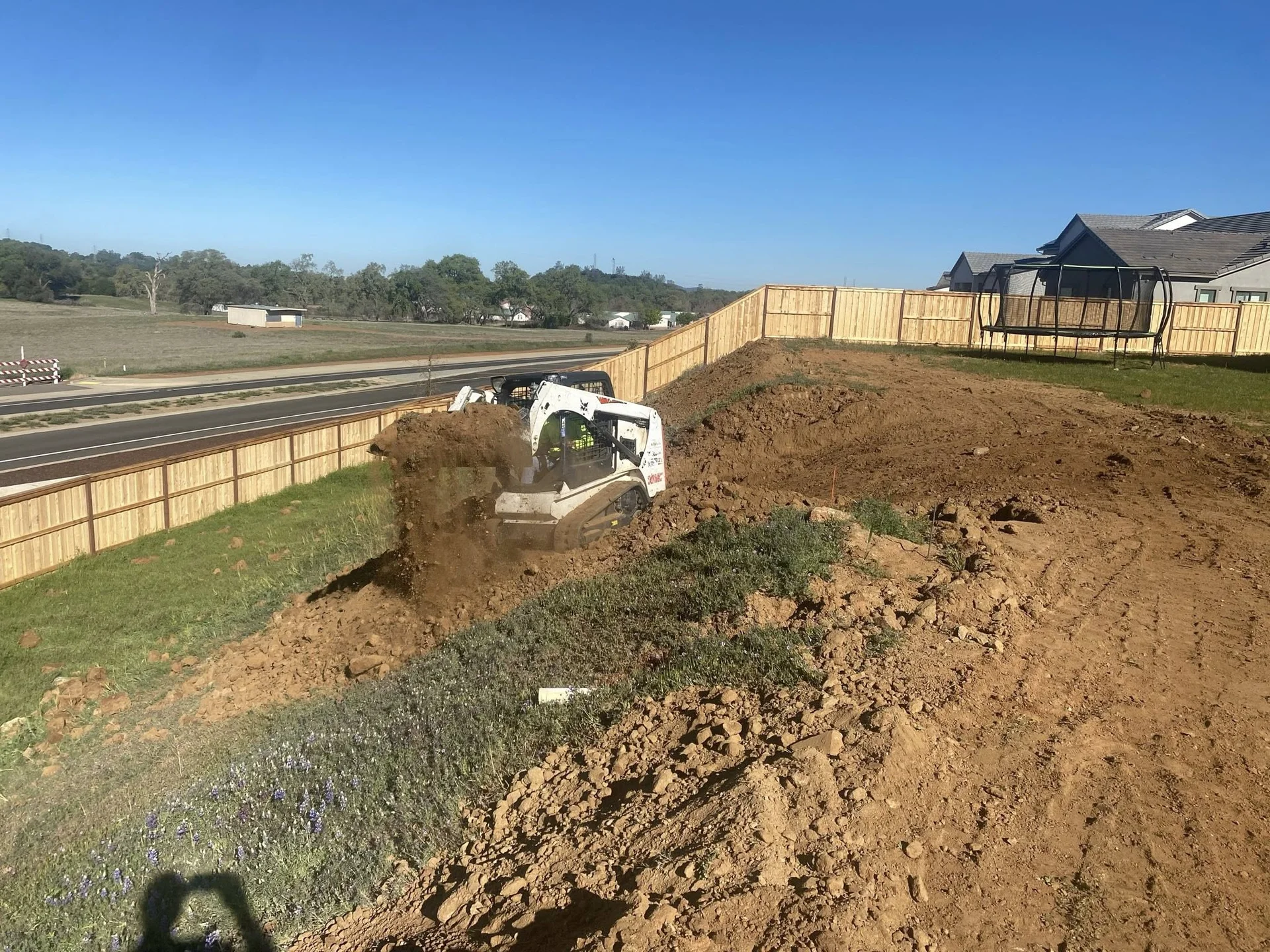 Residential site grading and excavation services in Northern California foothills